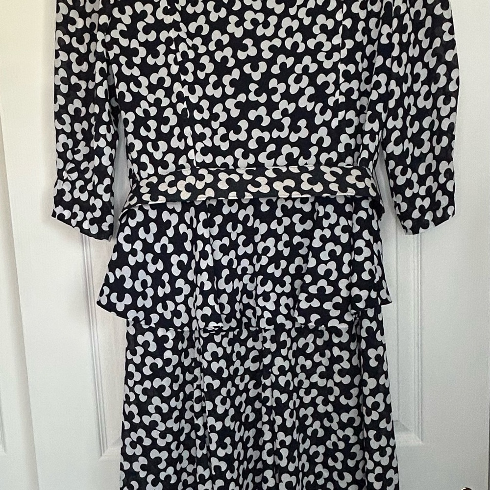 Vintage Liz Roberts Peplum Black & White 3/4 Sleeve Dress - Picture 3 of 6